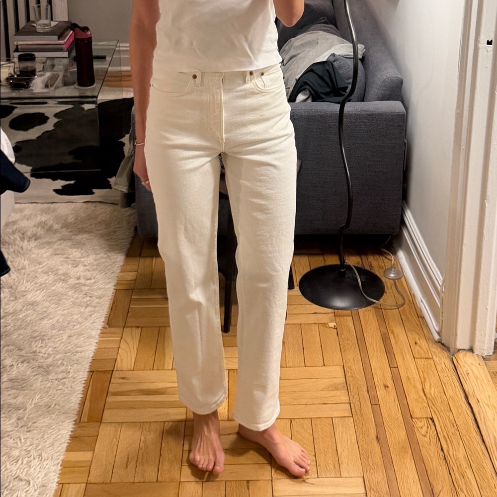Buck Mason White Straight Leg Jeans | Size 26* | High Rise